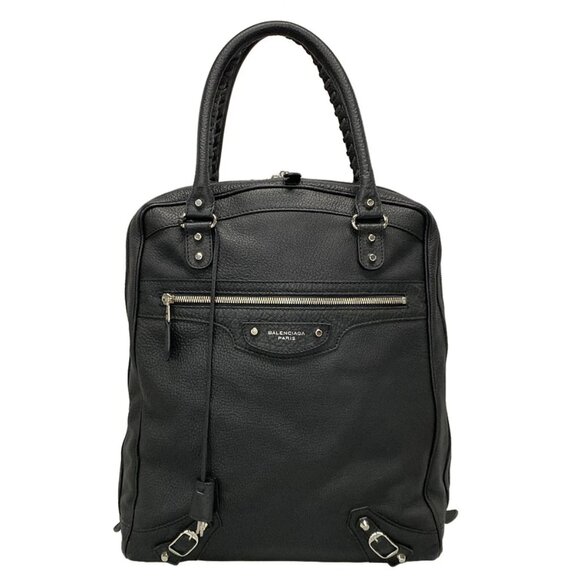 BALENCIAGA - Black Leather Handbag 451-082925 - Picture 1 of 14